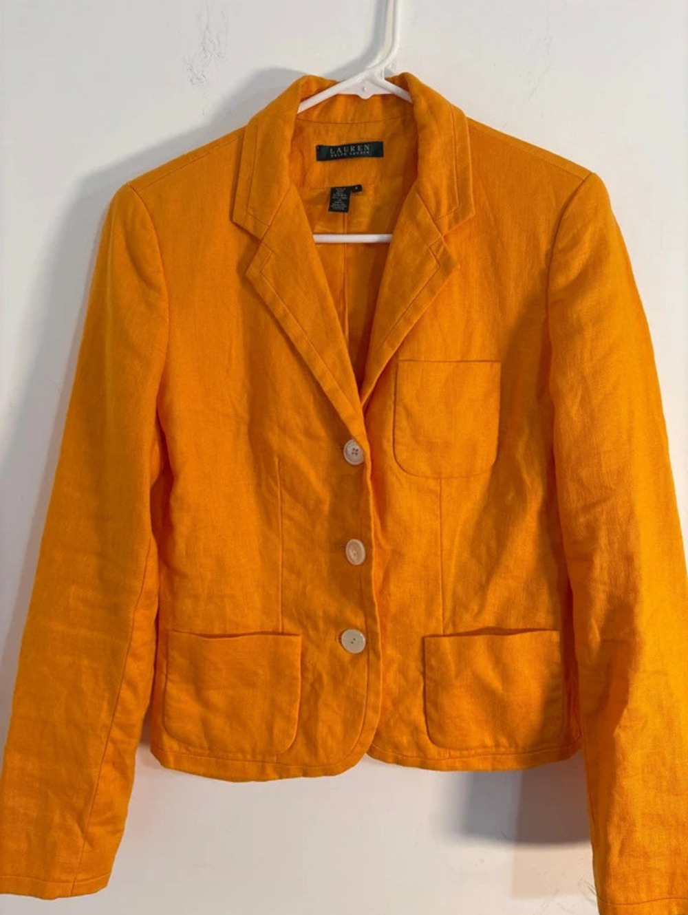 Lauren Ralph Lauren Orange Linen Blazer Jacket 3-Button